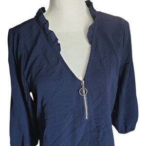 Janet Chung 3/4 Zip Women's LS Blouse (L)